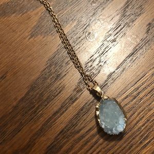 Blue stone necklace with gold chain